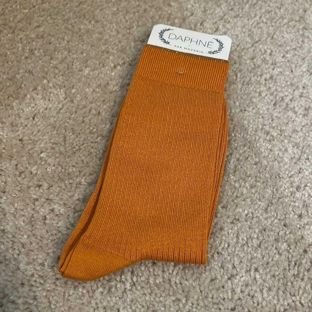 DAPHNE Italian socks Saffron yellow orange - Super-Durable Cotton Lisle 36-38